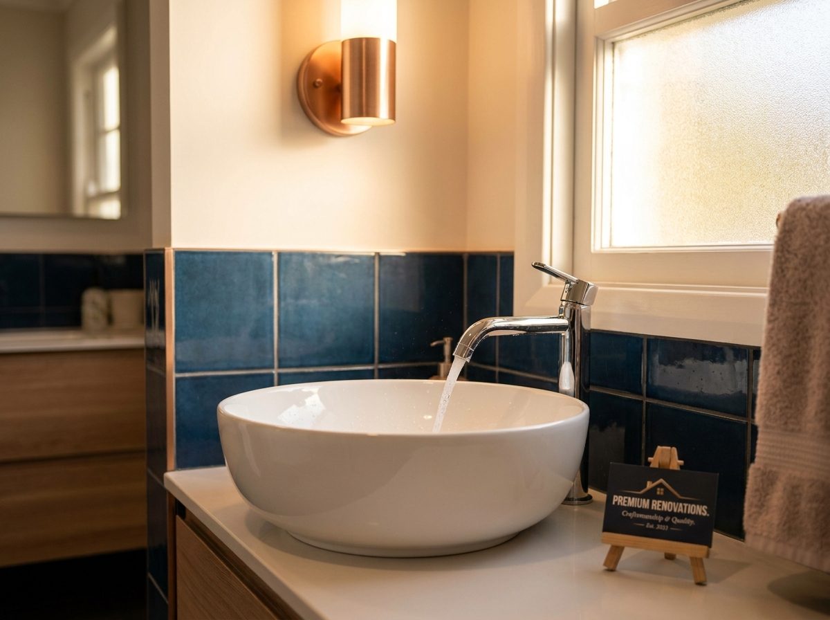A clean, freshly renovated bathroom